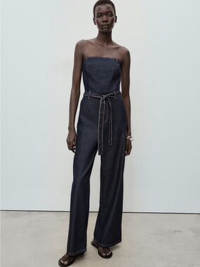 NWT (size M) MANGO STRAPLESS DENIM JUMPSUIT